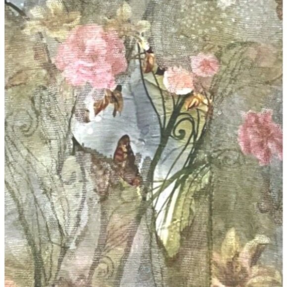 Y2K Butterfly Sheer Mesh Babydoll Top M Victorian Ethereal Fairy Garden Rave - Picture 4 of 6